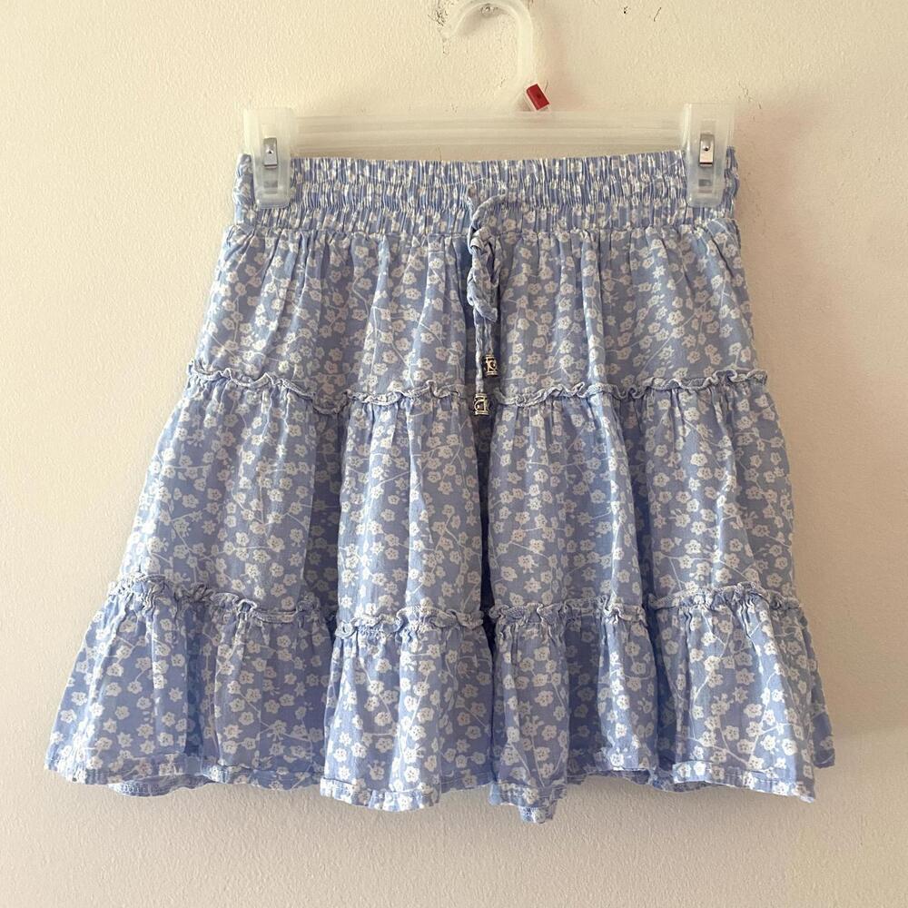 PRINCESS POLLY blue floral ruffle mini skirt - Picture 2 of 6